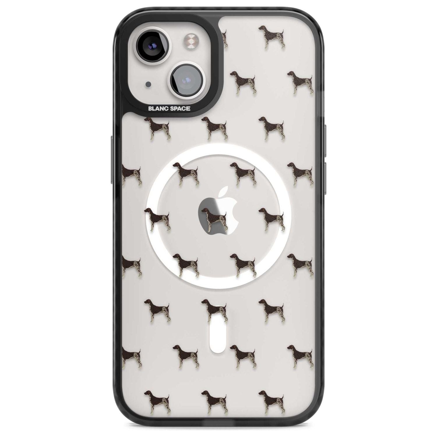 German Shorthaired Pointer Dog Pattern Clear Phone Case iPhone 14 Plus / Magsafe Black Impact Case,iPhone 14 / Magsafe Black Impact Case,iPhone 13 / Magsafe Black Impact Case Blanc Space