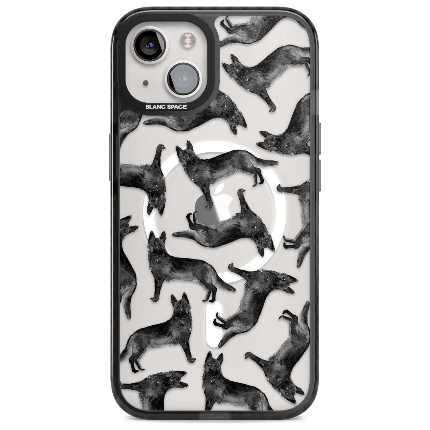 German Shepherd (Black) Watercolour Dog Pattern