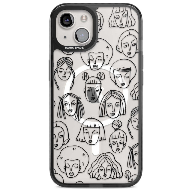 Girl Portrait Doodles Phone Case iPhone 15 Plus / Magsafe Black Impact Case,iPhone 15 / Magsafe Black Impact Case,iPhone 14 Plus / Magsafe Black Impact Case,iPhone 14 / Magsafe Black Impact Case,iPhone 13 / Magsafe Black Impact Case Blanc Space