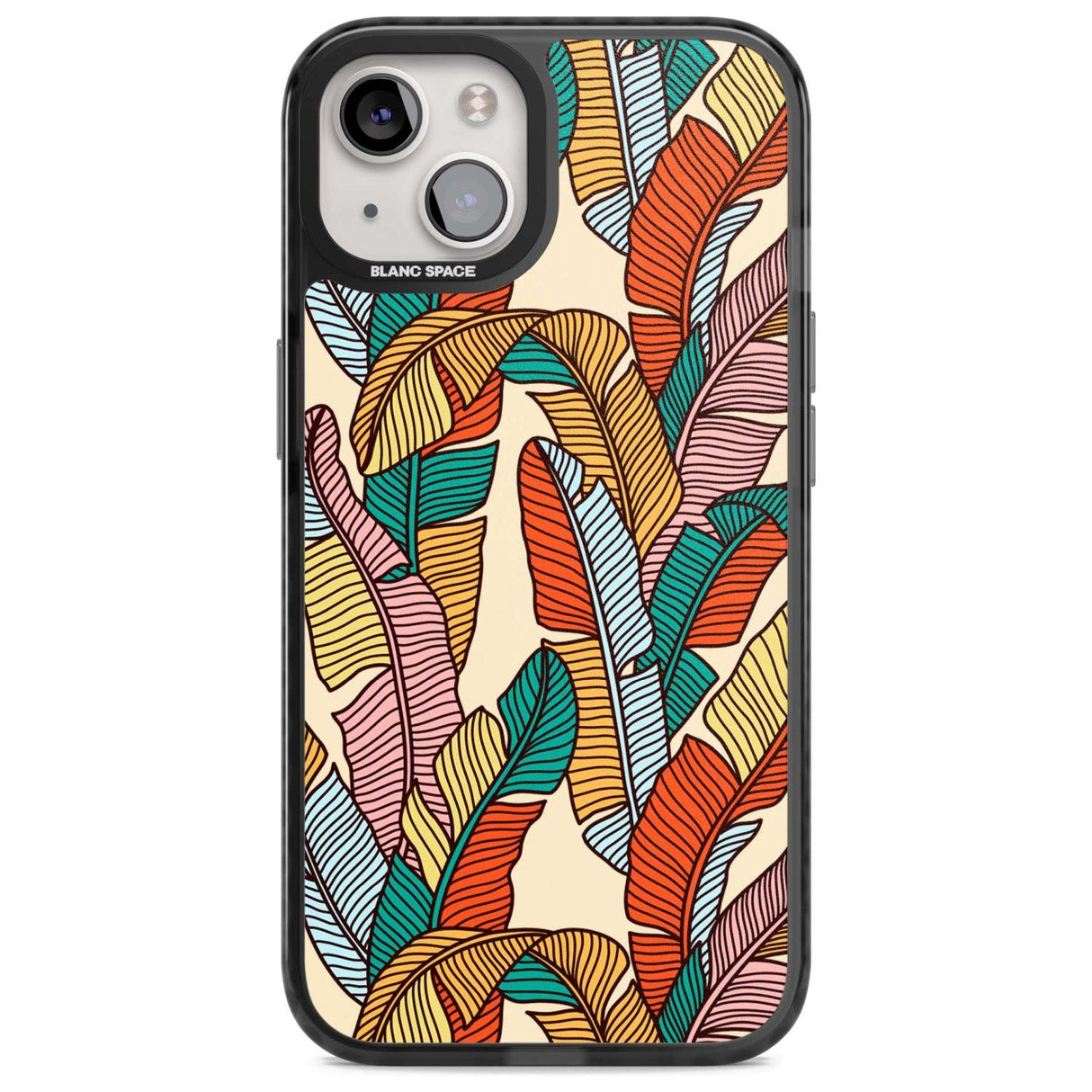 Pastel Palm Leaves Phone Case iPhone 15 Plus / Magsafe Black Impact Case,iPhone 15 / Magsafe Black Impact Case,iPhone 14 Plus / Magsafe Black Impact Case,iPhone 14 / Magsafe Black Impact Case,iPhone 13 / Magsafe Black Impact Case Blanc Space