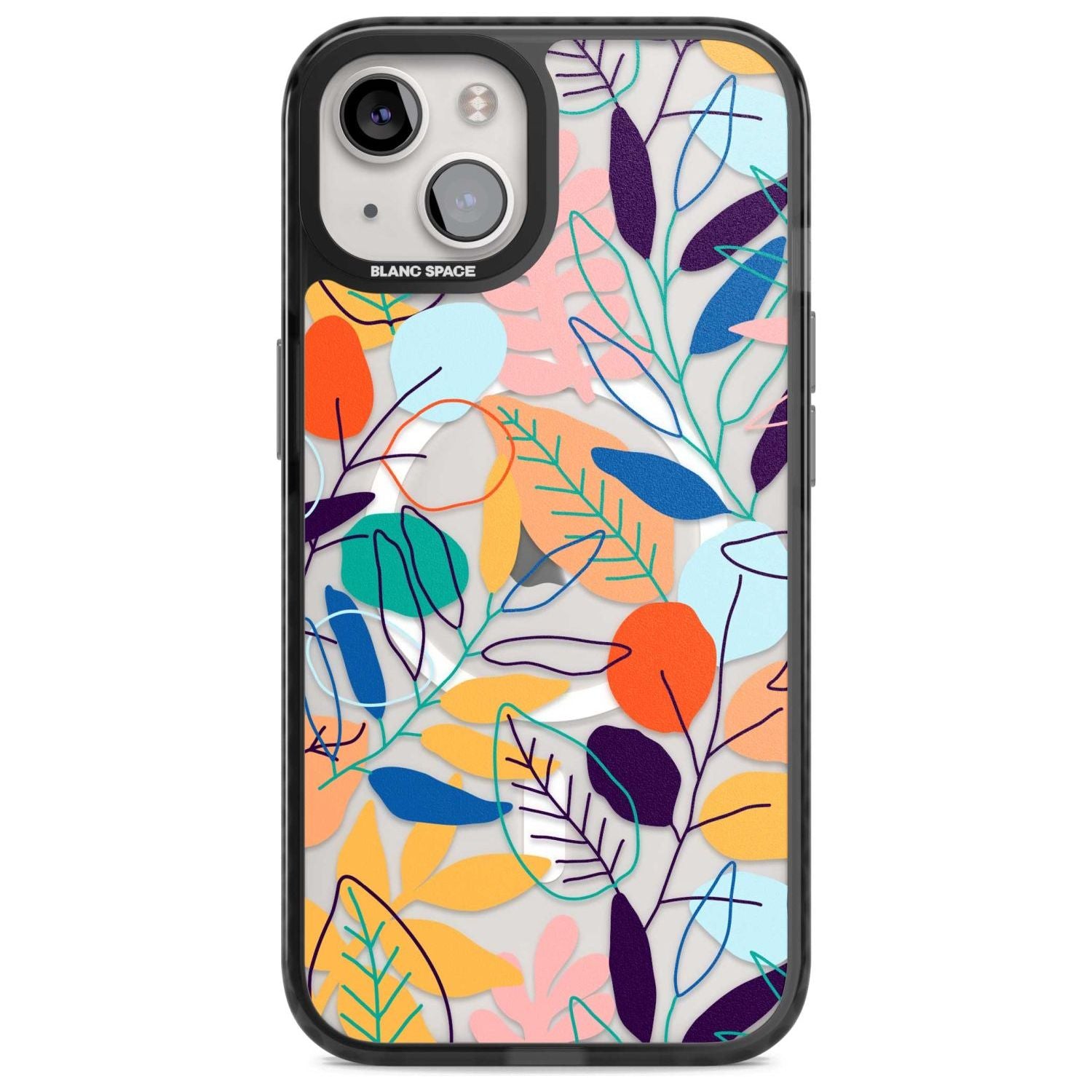 Abstract Line Drawn Leaves Phone Case iPhone 15 Plus / Magsafe Black Impact Case,iPhone 15 / Magsafe Black Impact Case,iPhone 14 Plus / Magsafe Black Impact Case,iPhone 14 / Magsafe Black Impact Case,iPhone 13 / Magsafe Black Impact Case Blanc Space