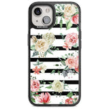 Bold Stripes & Flower Pattern Phone Case iPhone 15 Plus / Magsafe Black Impact Case,iPhone 15 / Magsafe Black Impact Case,iPhone 14 Plus / Magsafe Black Impact Case,iPhone 14 / Magsafe Black Impact Case,iPhone 13 / Magsafe Black Impact Case Blanc Space