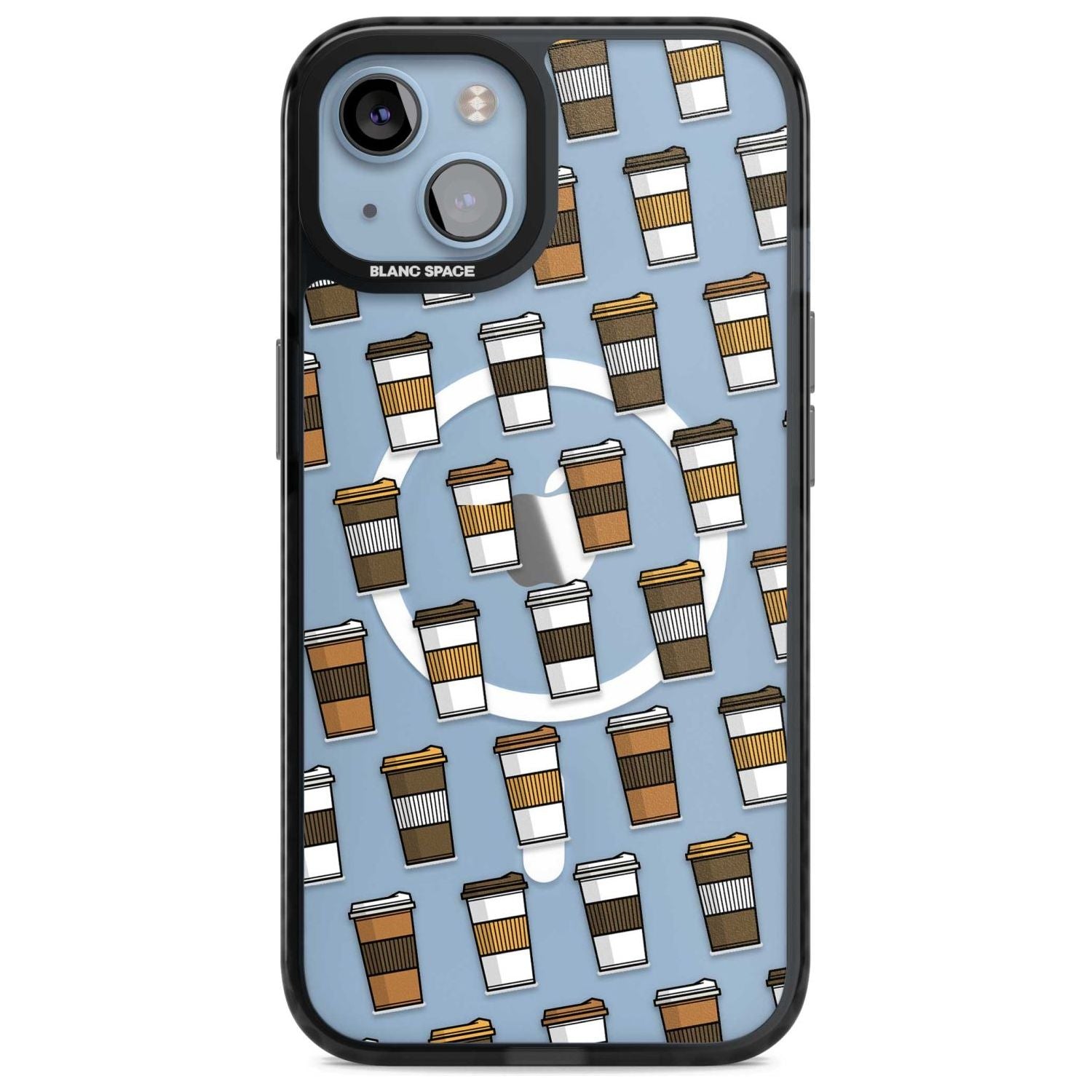 Coffee Cup Pattern Phone Case iPhone 15 Plus / Magsafe Black Impact Case,iPhone 15 / Magsafe Black Impact Case,iPhone 14 Plus / Magsafe Black Impact Case,iPhone 14 / Magsafe Black Impact Case,iPhone 13 / Magsafe Black Impact Case Blanc Space