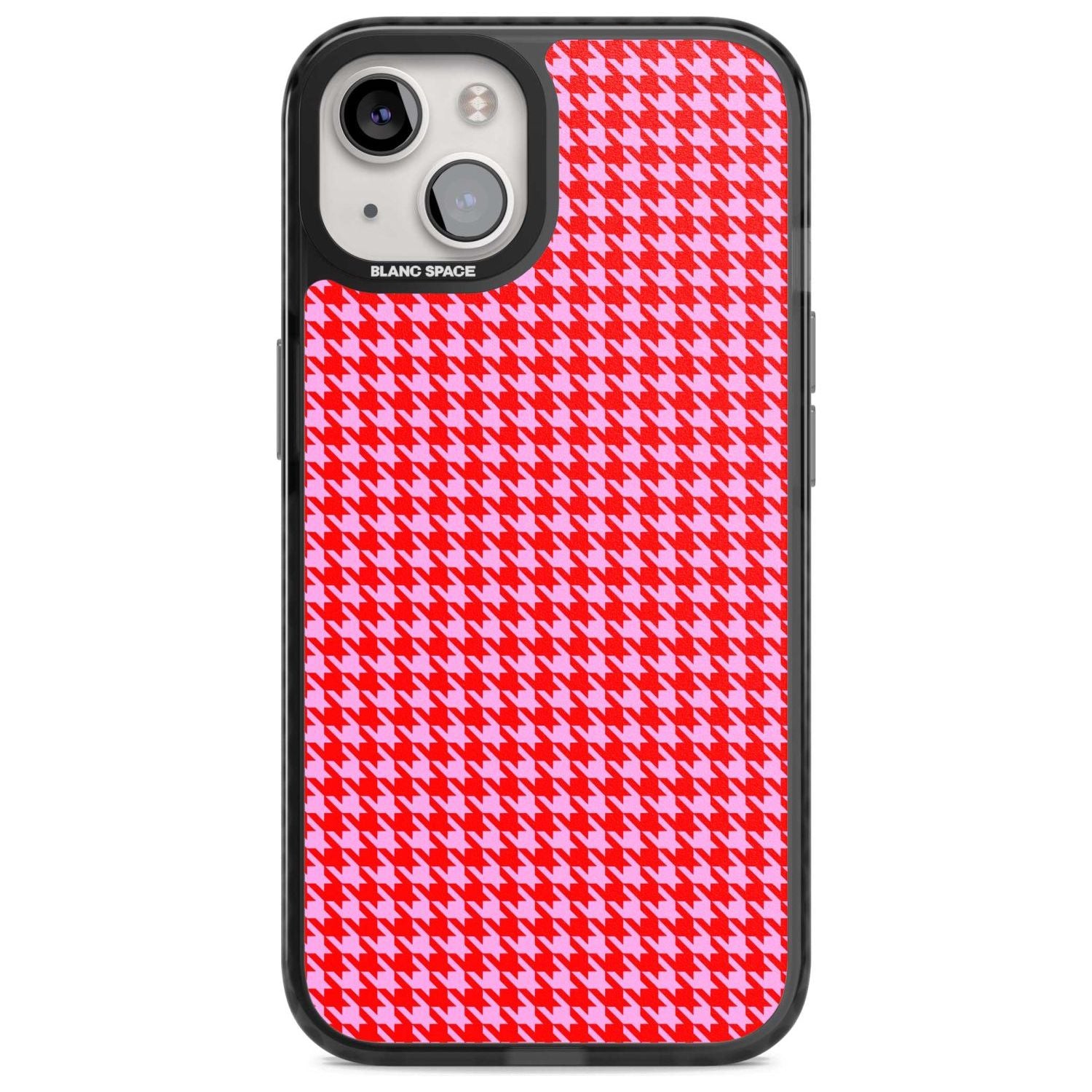 Neon Pink & Red Houndstooth Pattern Phone Case iPhone 15 Plus / Magsafe Black Impact Case,iPhone 15 / Magsafe Black Impact Case,iPhone 14 Plus / Magsafe Black Impact Case,iPhone 14 / Magsafe Black Impact Case,iPhone 13 / Magsafe Black Impact Case Blanc Space