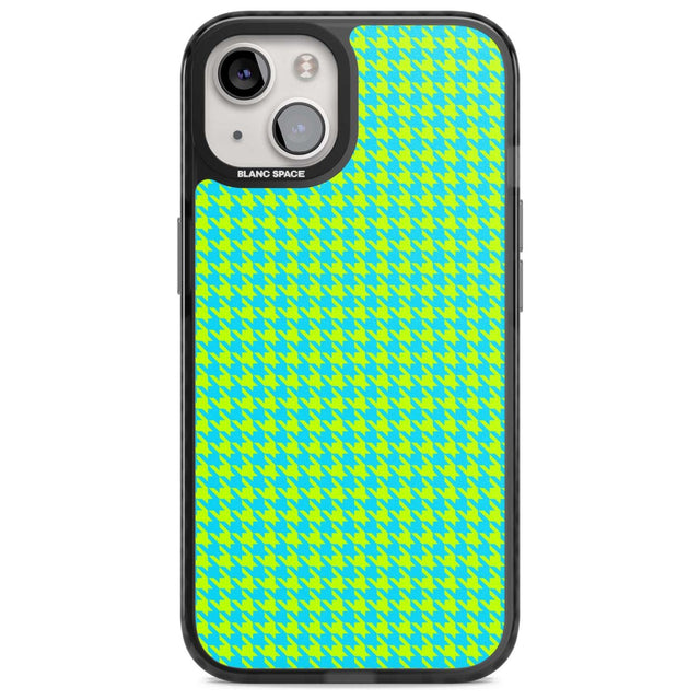 Neon Lime & Turquoise Houndstooth Pattern Phone Case iPhone 15 Plus / Magsafe Black Impact Case,iPhone 15 / Magsafe Black Impact Case,iPhone 14 Plus / Magsafe Black Impact Case,iPhone 14 / Magsafe Black Impact Case,iPhone 13 / Magsafe Black Impact Case Blanc Space