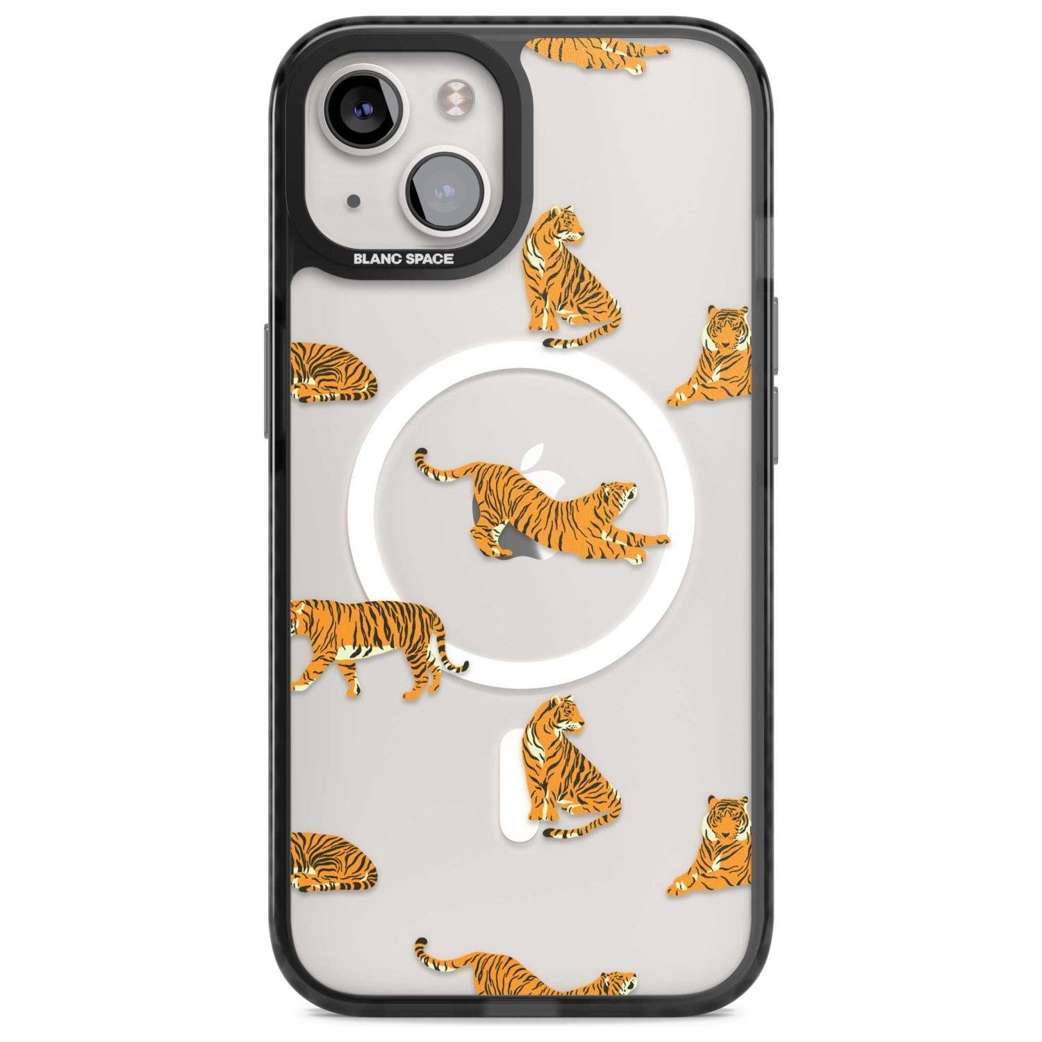 Clear Tiger Jungle Cat Pattern Phone Case iPhone 15 Plus / Magsafe Black Impact Case,iPhone 15 / Magsafe Black Impact Case,iPhone 14 Plus / Magsafe Black Impact Case,iPhone 14 / Magsafe Black Impact Case,iPhone 13 / Magsafe Black Impact Case Blanc Space