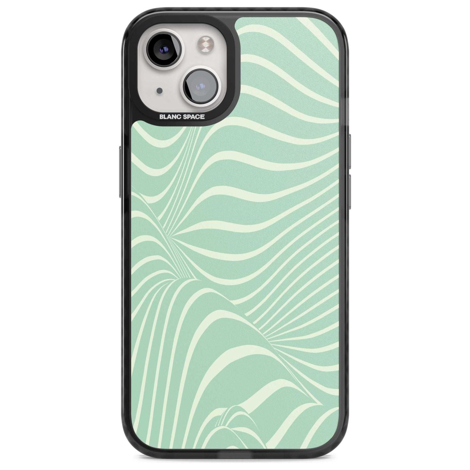 Mint Green Distorted Line Phone Case iPhone 15 / Magsafe Black Impact Case,iPhone 15 Plus / Magsafe Black Impact Case,iPhone 13 / Magsafe Black Impact Case,iPhone 14 / Magsafe Black Impact Case,iPhone 14 Plus / Magsafe Black Impact Case Blanc Space