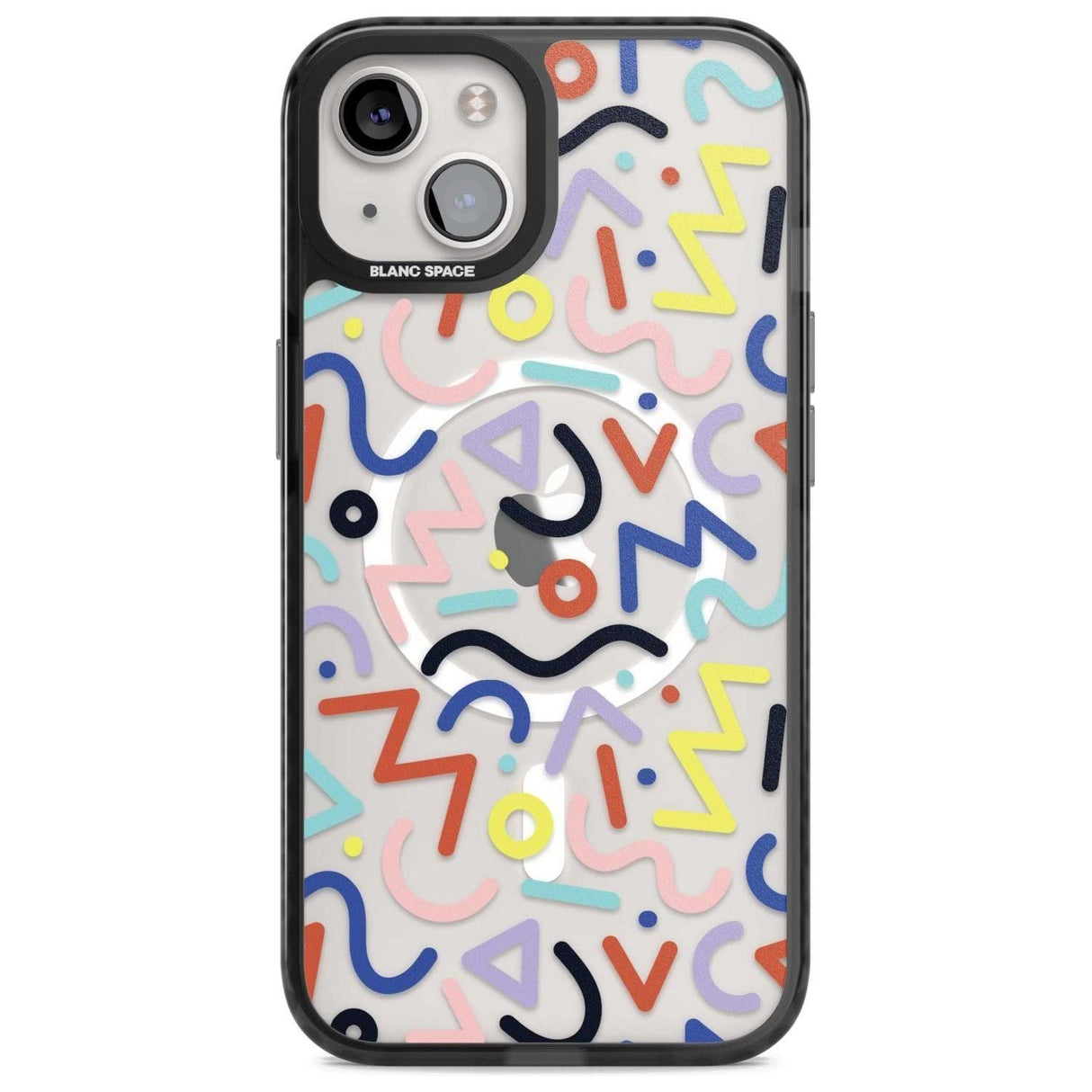 Colourful Squiggles Memphis Retro Pattern Design Phone Case iPhone 15 Plus / Magsafe Black Impact Case,iPhone 15 / Magsafe Black Impact Case,iPhone 14 Plus / Magsafe Black Impact Case,iPhone 14 / Magsafe Black Impact Case,iPhone 13 / Magsafe Black Impact Case Blanc Space