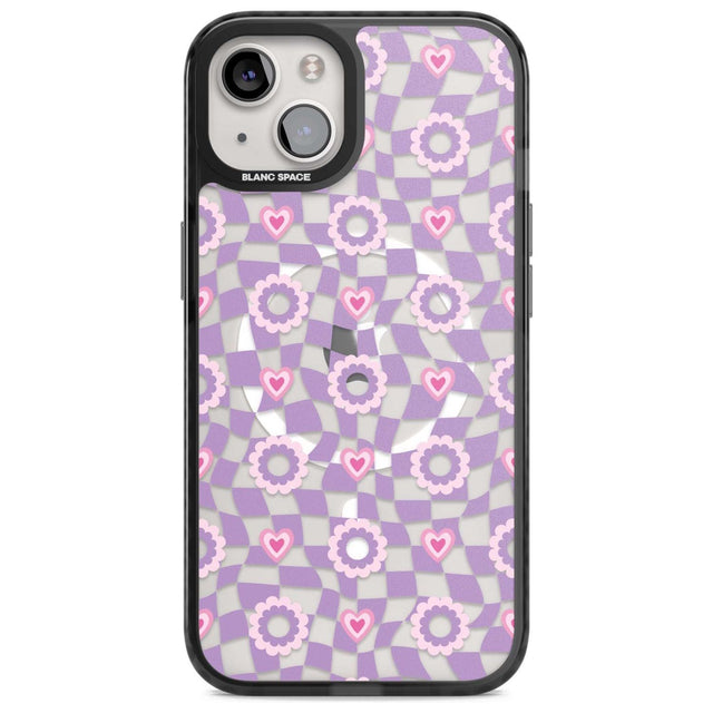 Checkered Love Pattern Phone Case iPhone 15 Plus / Magsafe Black Impact Case,iPhone 15 / Magsafe Black Impact Case,iPhone 14 Plus / Magsafe Black Impact Case,iPhone 14 / Magsafe Black Impact Case,iPhone 13 / Magsafe Black Impact Case Blanc Space