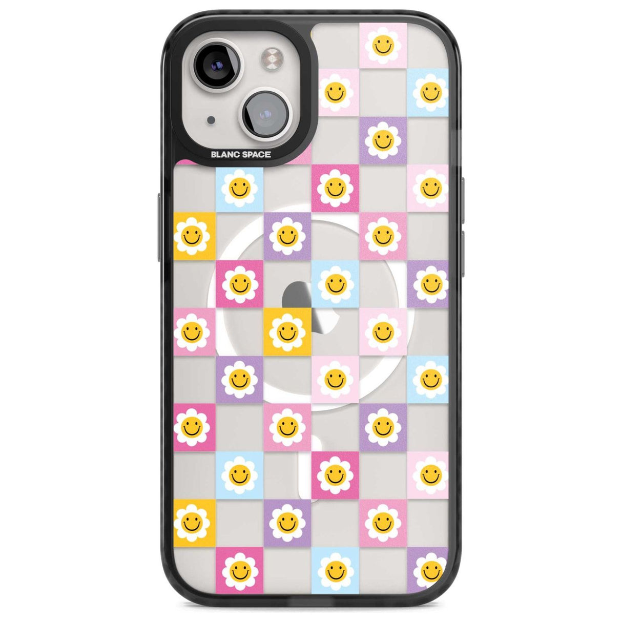 Daisy Squares Pattern Phone Case iPhone 15 Plus / Magsafe Black Impact Case,iPhone 15 / Magsafe Black Impact Case,iPhone 14 Plus / Magsafe Black Impact Case,iPhone 14 / Magsafe Black Impact Case,iPhone 13 / Magsafe Black Impact Case Blanc Space