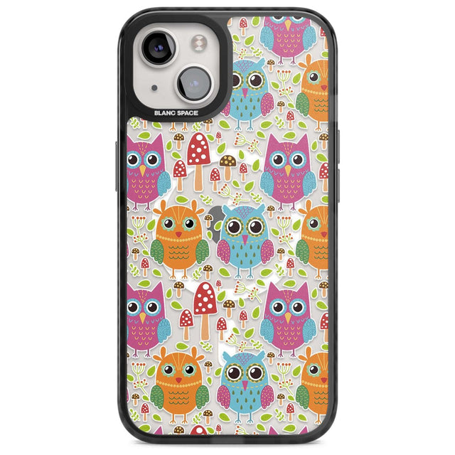 Forrest Owl Clear Pattern Phone Case iPhone 15 / Magsafe Black Impact Case,iPhone 15 Plus / Magsafe Black Impact Case,iPhone 13 / Magsafe Black Impact Case,iPhone 14 / Magsafe Black Impact Case,iPhone 14 Plus / Magsafe Black Impact Case Blanc Space