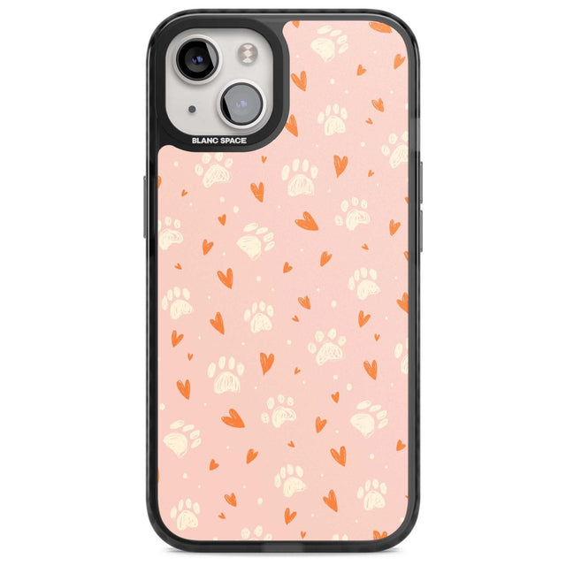 Paws & Hearts Pattern Phone Case iPhone 15 Plus / Magsafe Black Impact Case,iPhone 15 / Magsafe Black Impact Case,iPhone 14 Plus / Magsafe Black Impact Case,iPhone 14 / Magsafe Black Impact Case,iPhone 13 / Magsafe Black Impact Case Blanc Space