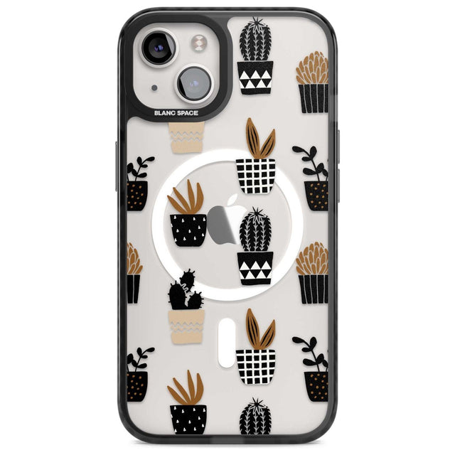 Large Mixed Plants Pattern - Clear Phone Case iPhone 15 / Magsafe Black Impact Case,iPhone 15 Plus / Magsafe Black Impact Case,iPhone 13 / Magsafe Black Impact Case,iPhone 14 / Magsafe Black Impact Case,iPhone 14 Plus / Magsafe Black Impact Case Blanc Space