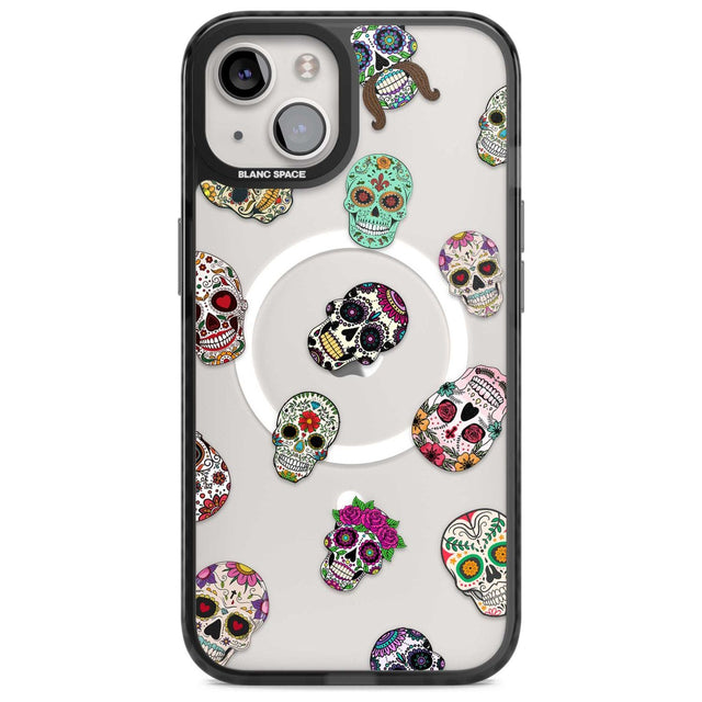 Mixed Sugar Skull Pattern Phone Case iPhone 15 Plus / Magsafe Black Impact Case,iPhone 15 / Magsafe Black Impact Case,iPhone 14 Plus / Magsafe Black Impact Case,iPhone 14 / Magsafe Black Impact Case,iPhone 13 / Magsafe Black Impact Case Blanc Space