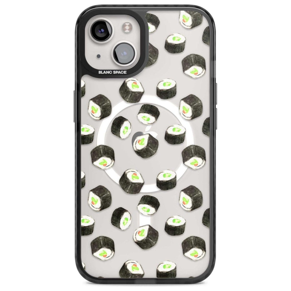 Maki Rolls Sushi Pattern Phone Case iPhone 15 Plus / Magsafe Black Impact Case,iPhone 15 / Magsafe Black Impact Case,iPhone 14 Plus / Magsafe Black Impact Case,iPhone 14 / Magsafe Black Impact Case,iPhone 13 / Magsafe Black Impact Case Blanc Space