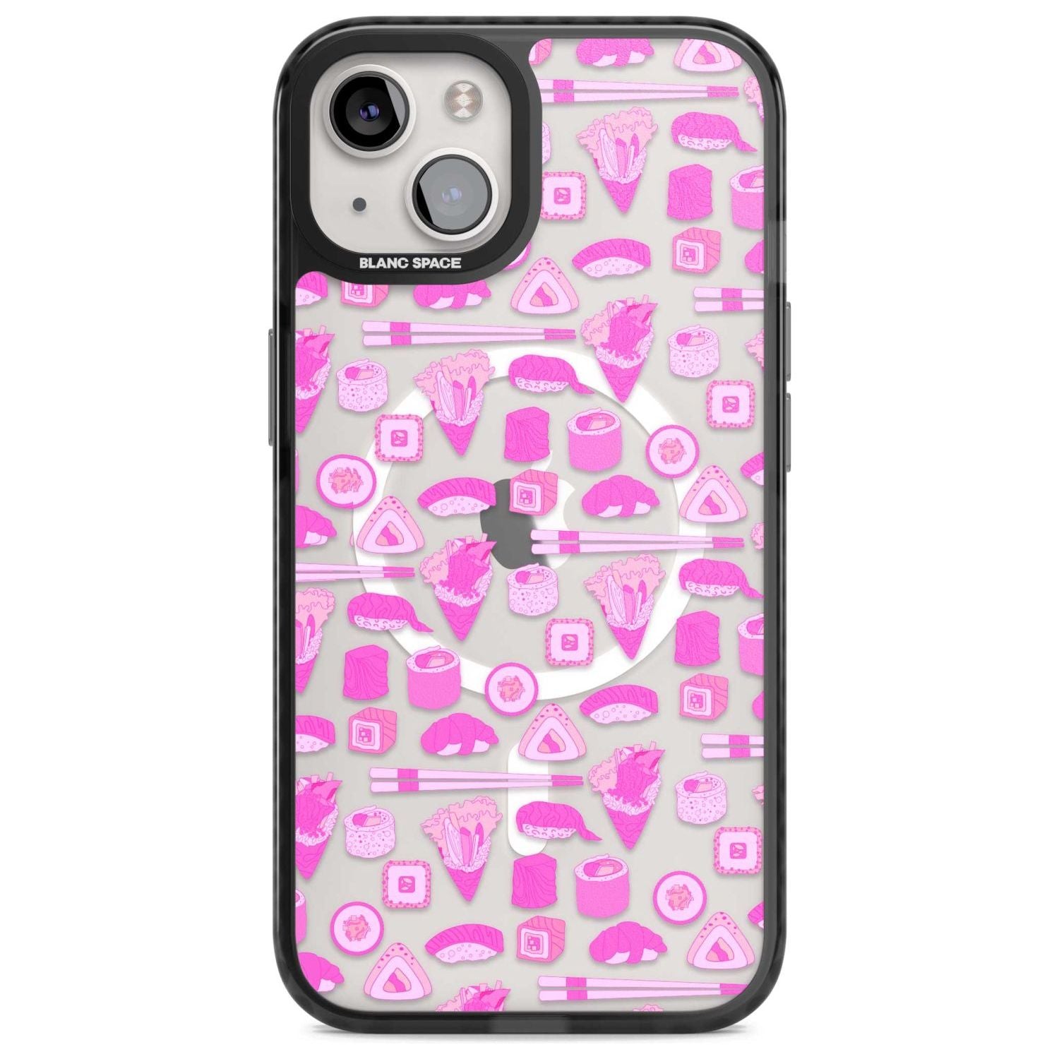 Bright Pink Sushi Pattern Phone Case iPhone 15 Plus / Magsafe Black Impact Case,iPhone 15 / Magsafe Black Impact Case,iPhone 14 Plus / Magsafe Black Impact Case,iPhone 14 / Magsafe Black Impact Case,iPhone 13 / Magsafe Black Impact Case Blanc Space