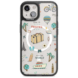 Cute Travel Pattern Transparent Phone Case iPhone 15 / Magsafe Black Impact Case,iPhone 15 Plus / Magsafe Black Impact Case,iPhone 13 / Magsafe Black Impact Case,iPhone 14 / Magsafe Black Impact Case,iPhone 14 Plus / Magsafe Black Impact Case Blanc Space