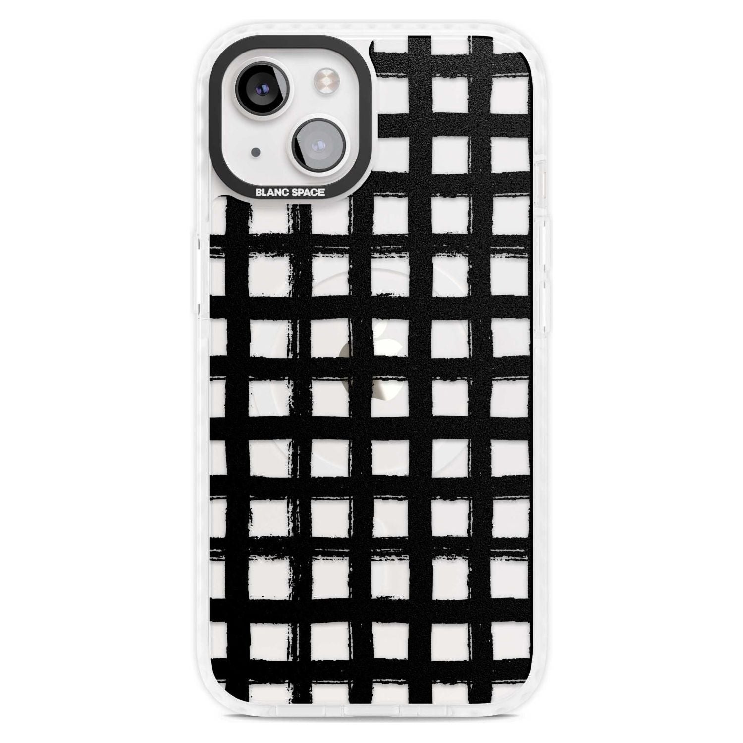 Messy Black Grid - Clear Phone Case iPhone 15 Plus / Magsafe Impact Case,iPhone 15 / Magsafe Impact Case Blanc Space