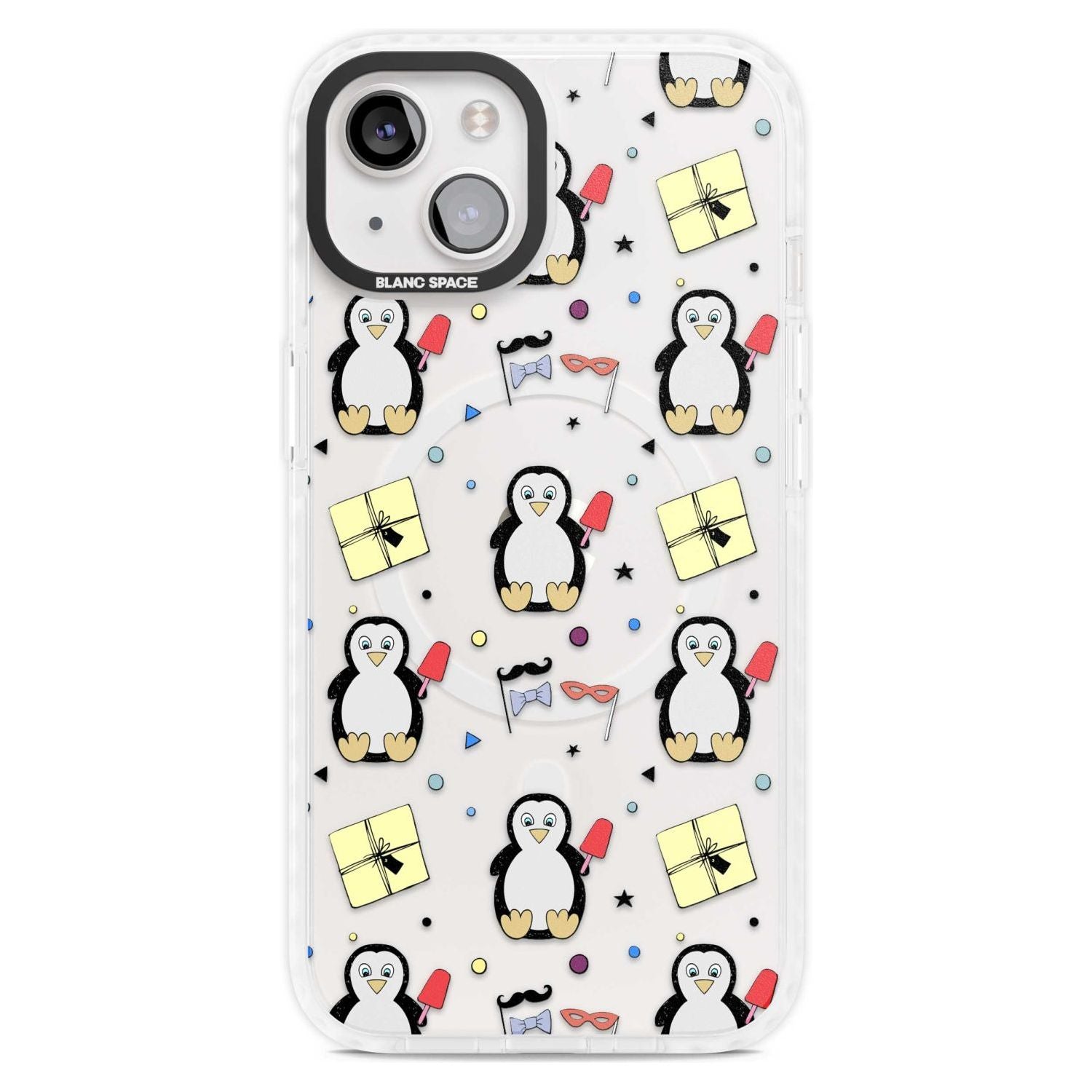 Cute Penguin Pattern Clear Phone Case iPhone 15 Plus / Magsafe Impact Case,iPhone 15 / Magsafe Impact Case Blanc Space