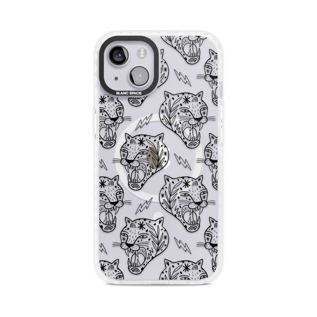 Black Tiger Roar Pattern Phone Case iPhone 15 Plus / Magsafe Impact Case,iPhone 15 / Magsafe Impact Case Blanc Space