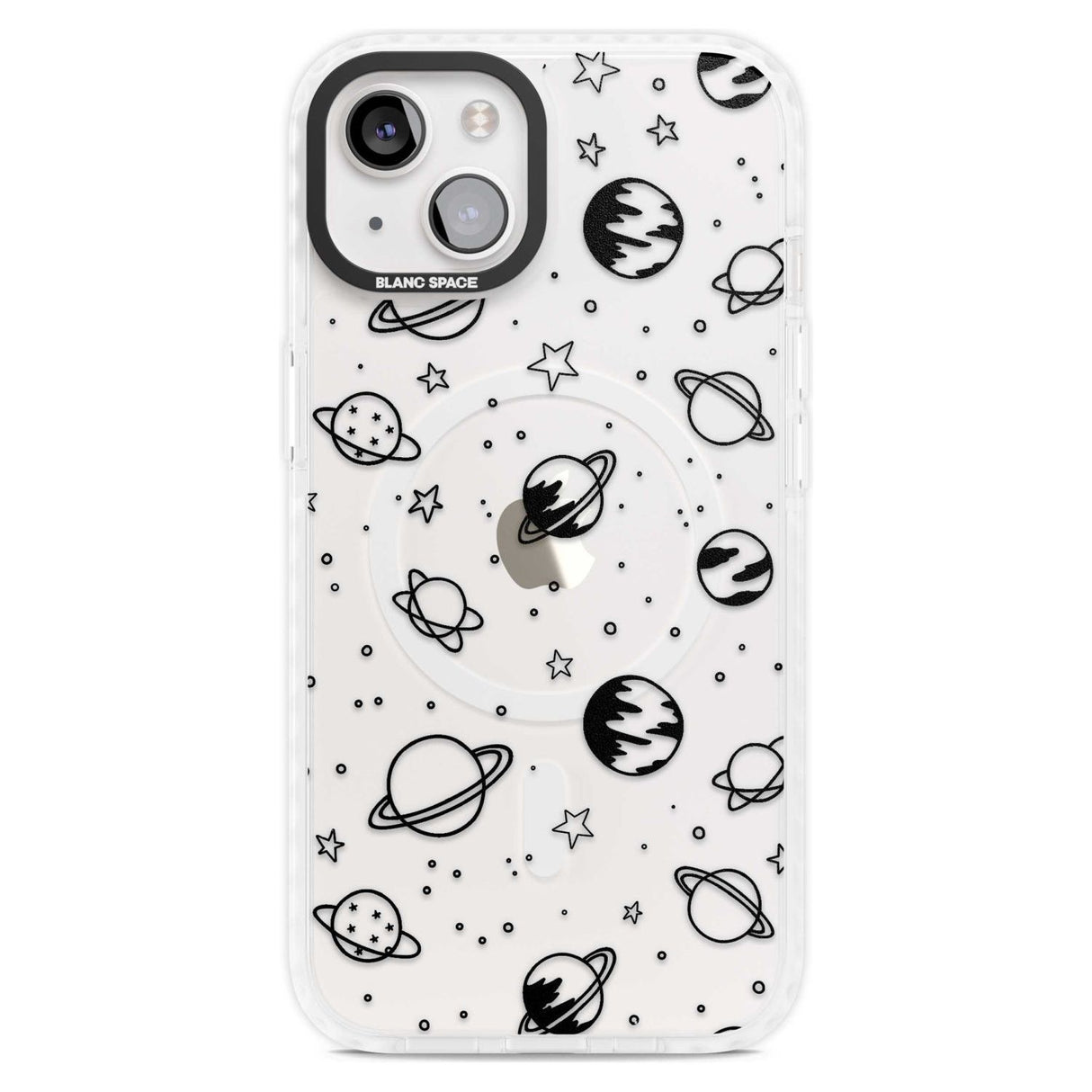 Cosmic Outer Space Design Black on Clear Phone Case iPhone 15 Plus / Magsafe Impact Case,iPhone 15 / Magsafe Impact Case Blanc Space