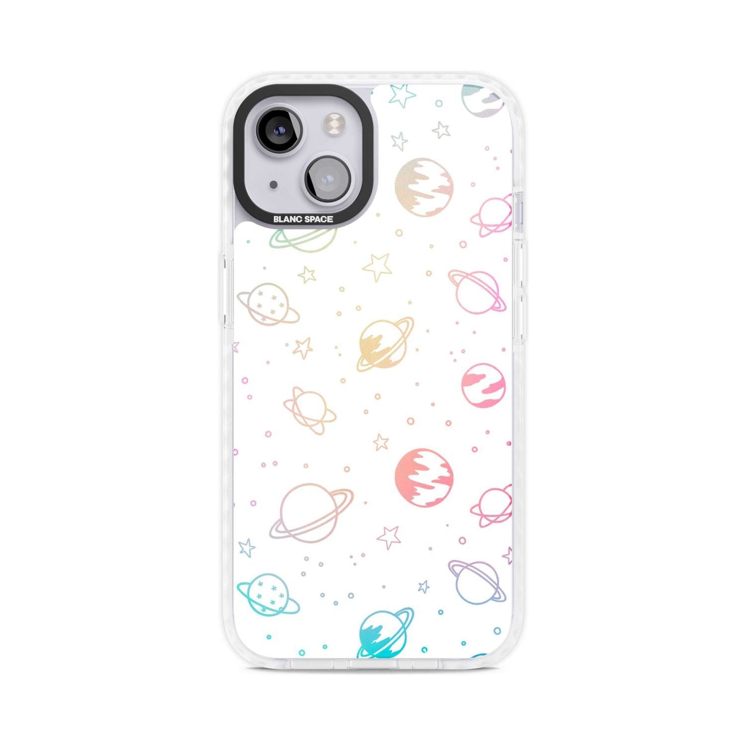 Cosmic Outer Space Design Pastels on White Phone Case iPhone 15 Plus / Magsafe Impact Case,iPhone 15 / Magsafe Impact Case Blanc Space