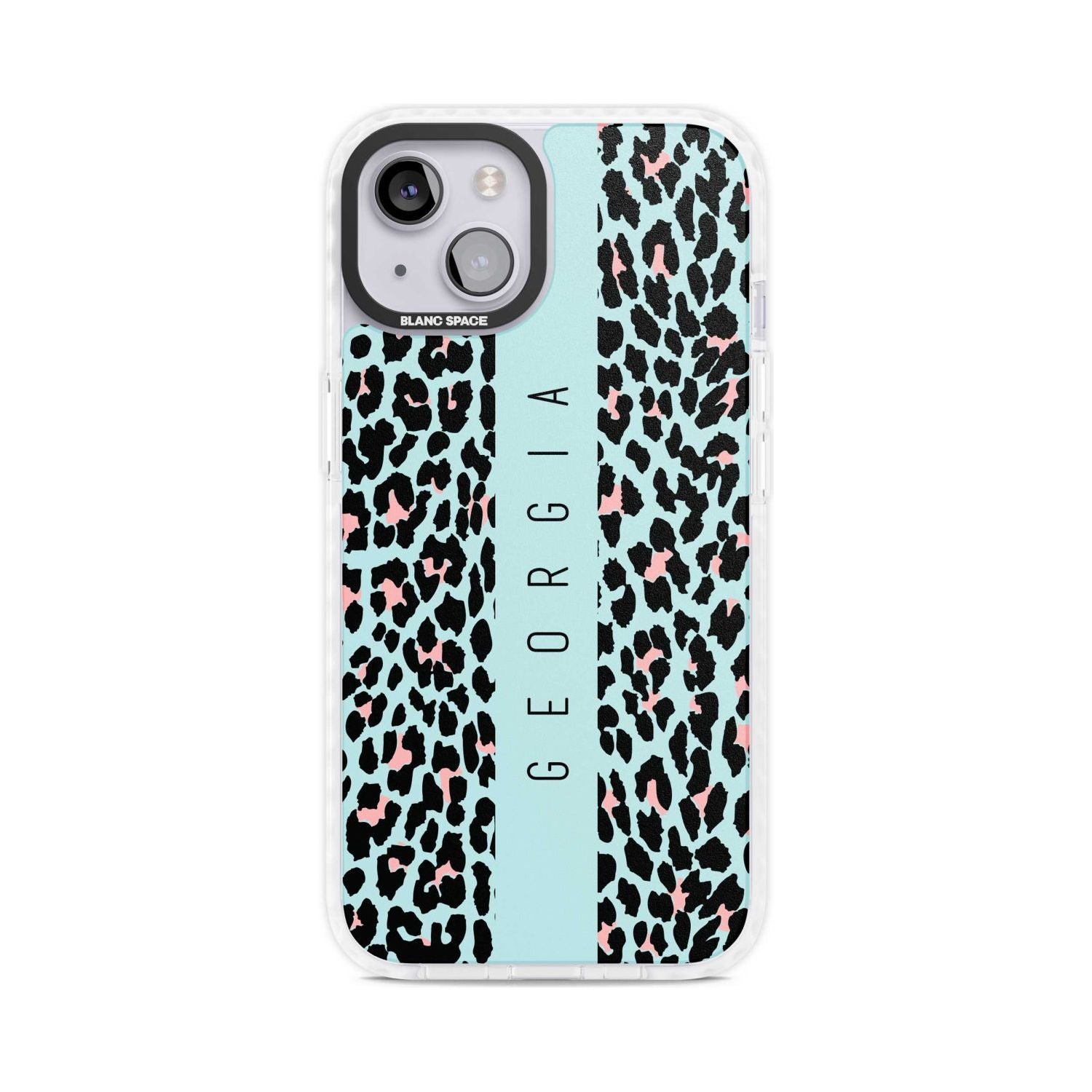 Personalised Blue Leopard Spots Custom Phone Case iPhone 15 Plus / Magsafe Impact Case,iPhone 15 / Magsafe Impact Case Blanc Space