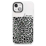 Personalised Seafoam Green & Cursive Leopard Spots Custom Phone Case iPhone 15 Plus / Magsafe Impact Case,iPhone 15 / Magsafe Impact Case Blanc Space