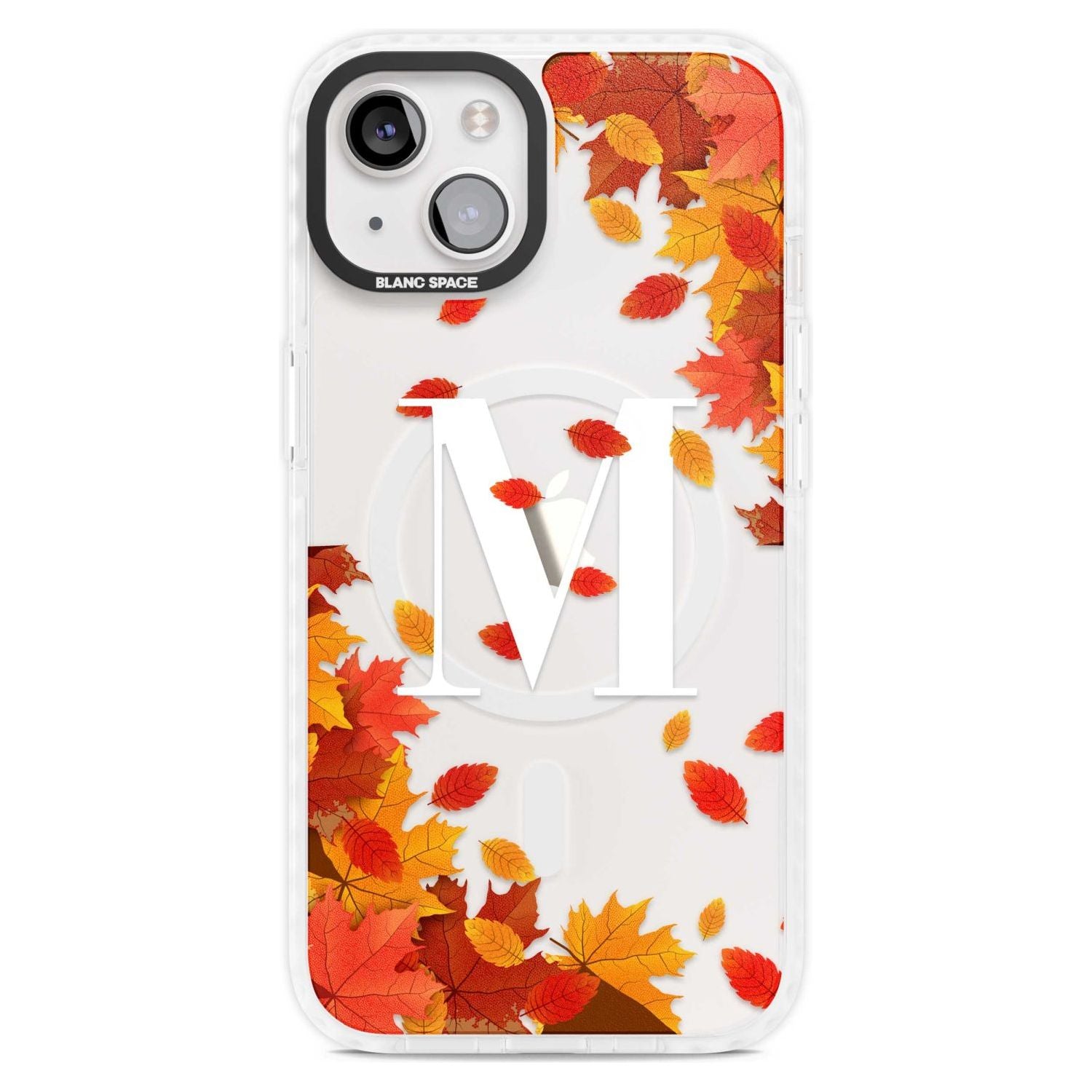 Personalised Monogram Autumn Leaves Custom Phone Case iPhone 15 Plus / Magsafe Impact Case,iPhone 15 / Magsafe Impact Case Blanc Space