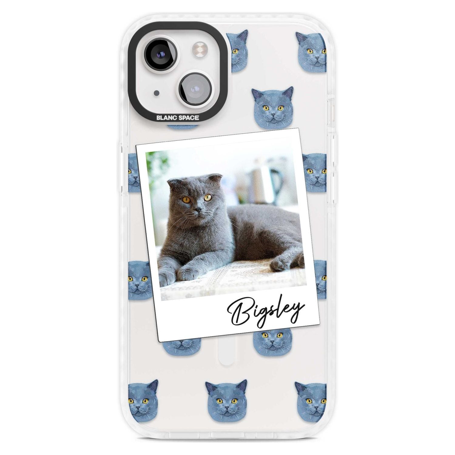 Personalised English Blue Cat Photo Custom Phone Case iPhone 15 Plus / Magsafe Impact Case,iPhone 15 / Magsafe Impact Case Blanc Space