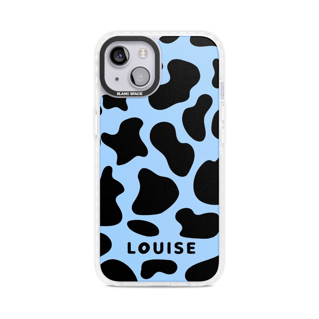 Personalised Blue and Black Cow Print Custom Phone Case iPhone 15 Plus / Magsafe Impact Case,iPhone 15 / Magsafe Impact Case Blanc Space