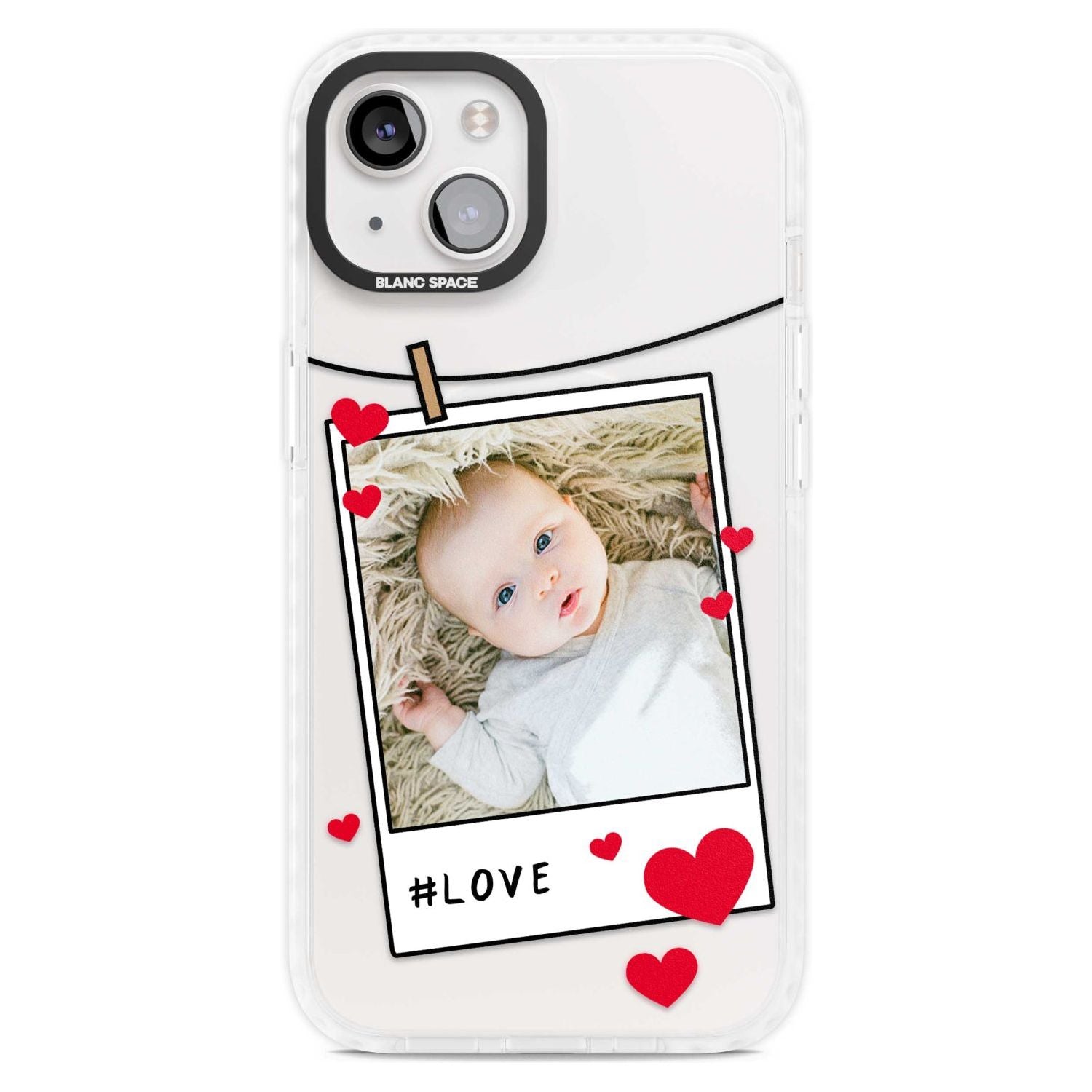 Personalised Love Instant Film Photo Custom Phone Case iPhone 15 Plus / Magsafe Impact Case,iPhone 15 / Magsafe Impact Case Blanc Space