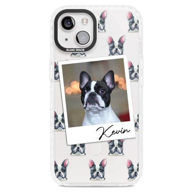 Personalised French Bulldog, Black & White - Dog Photo Custom Phone Case iPhone 15 Plus / Magsafe Impact Case,iPhone 15 / Magsafe Impact Case Blanc Space