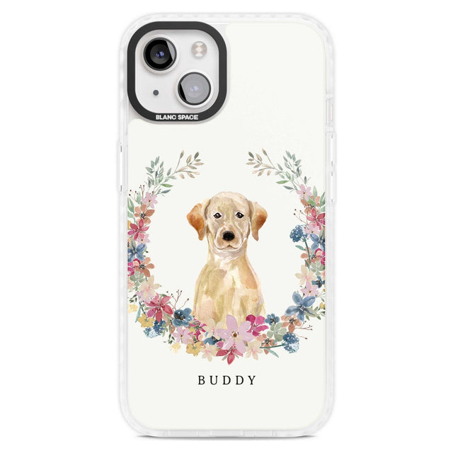 Personalised Yellow Labrador Retriever Dog Portrait Custom Phone Case iPhone 15 Plus / Magsafe Impact Case,iPhone 15 / Magsafe Impact Case Blanc Space