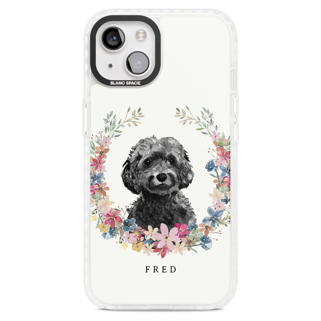 Personalised Black Cockapoo - Watercolour Dog Portrait Custom Phone Case iPhone 15 Plus / Magsafe Impact Case,iPhone 15 / Magsafe Impact Case Blanc Space