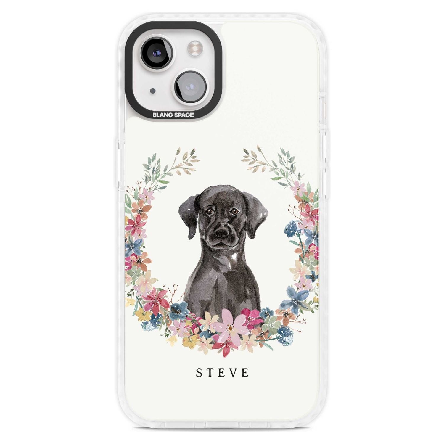 Personalised Black Lab Watercolour Dog Portrait Custom Phone Case iPhone 15 Plus / Magsafe Impact Case,iPhone 15 / Magsafe Impact Case Blanc Space