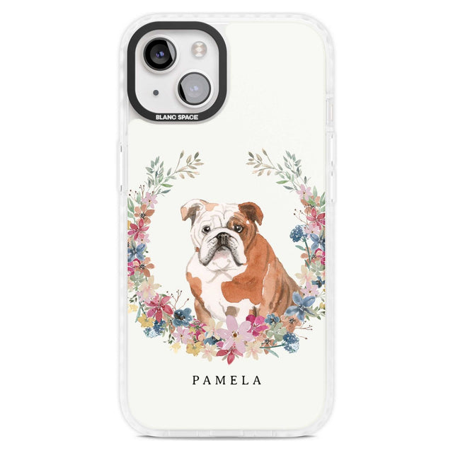 Personalised English Bulldog - Watercolour Dog Portrait Custom Phone Case iPhone 15 Plus / Magsafe Impact Case,iPhone 15 / Magsafe Impact Case Blanc Space