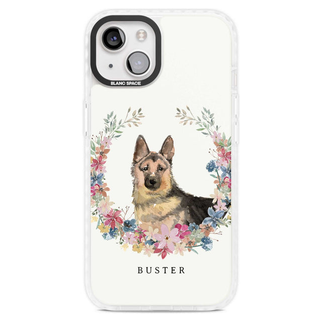 Personalised German Shepherd - Watercolour Dog Portrait Custom Phone Case iPhone 15 Plus / Magsafe Impact Case,iPhone 15 / Magsafe Impact Case Blanc Space