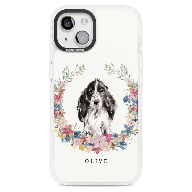 Personalised Black Cocker Spaniel - Watercolour Dog Portrait Custom Phone Case iPhone 15 Plus / Magsafe Impact Case,iPhone 15 / Magsafe Impact Case Blanc Space