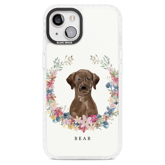 Personalised Chocolate Lab - Watercolour Dog Portrait Custom Phone Case iPhone 15 Plus / Magsafe Impact Case,iPhone 15 / Magsafe Impact Case Blanc Space