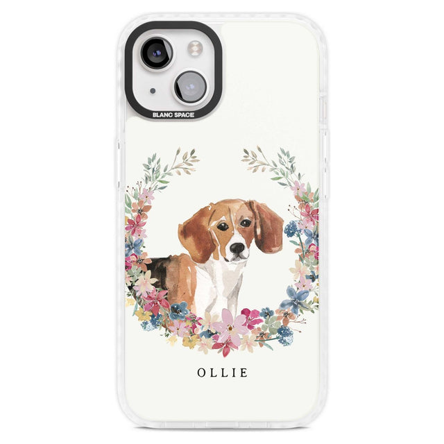 Personalised Beagle - Watercolour Dog Portrait Custom Phone Case iPhone 15 Plus / Magsafe Impact Case,iPhone 15 / Magsafe Impact Case Blanc Space