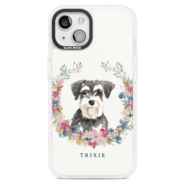 Personalised Miniature Schnauzer - Watercolour Dog Portrait Custom Phone Case iPhone 15 Plus / Magsafe Impact Case,iPhone 15 / Magsafe Impact Case Blanc Space