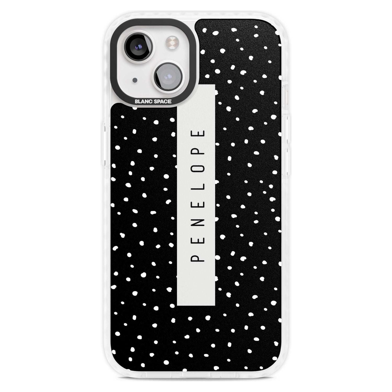 Personalised Black Dots Custom Phone Case iPhone 15 Plus / Magsafe Impact Case,iPhone 15 / Magsafe Impact Case Blanc Space