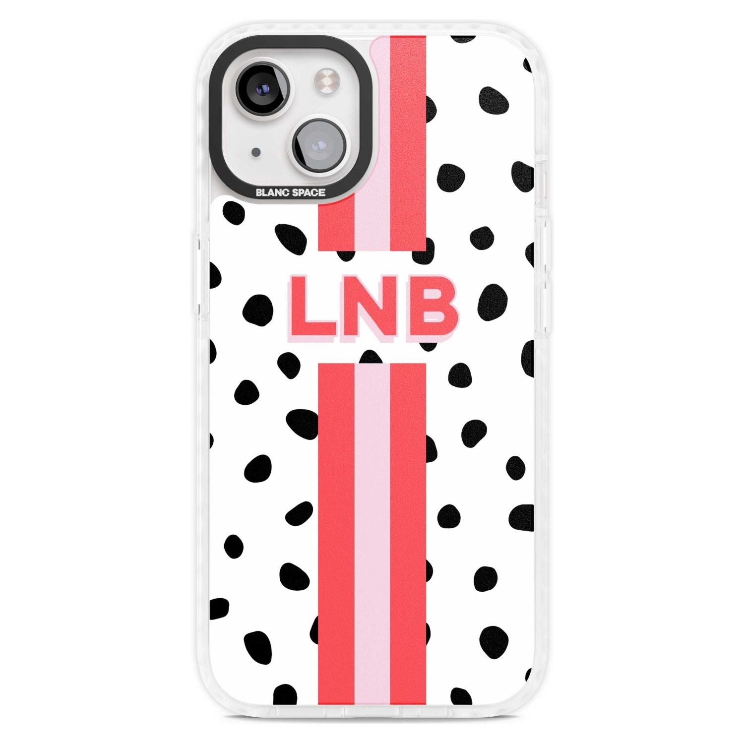 Personalised Polka & Pink Stripe Custom Phone Case iPhone 15 Plus / Magsafe Impact Case,iPhone 15 / Magsafe Impact Case Blanc Space