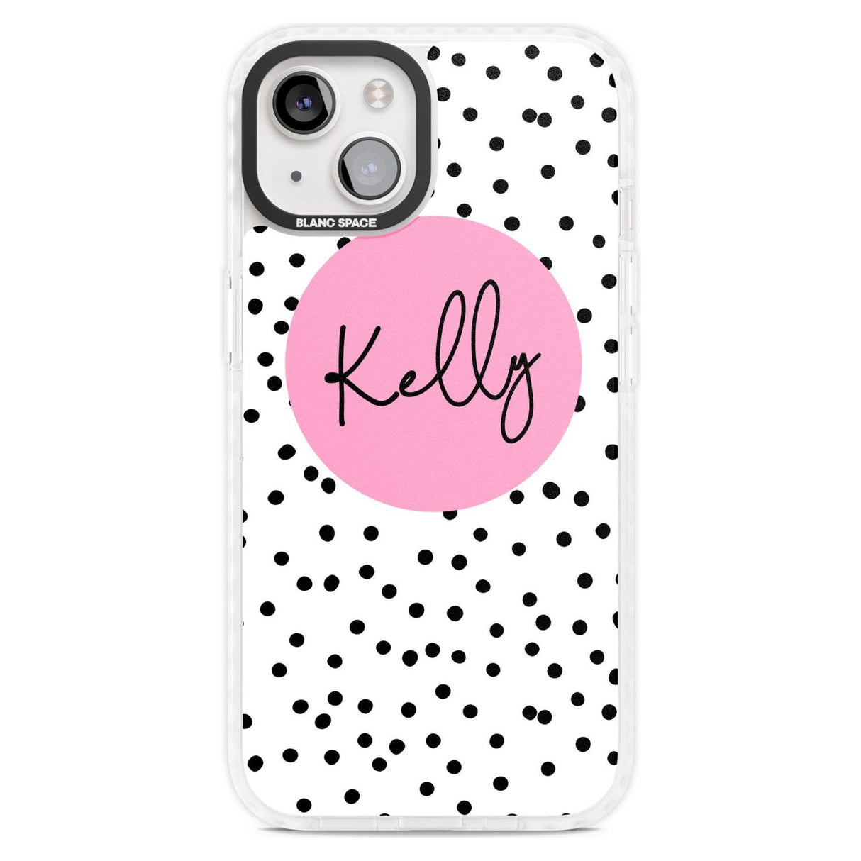 Personalised Pink Circle & Dots Custom Phone Case iPhone 15 Plus / Magsafe Impact Case,iPhone 15 / Magsafe Impact Case Blanc Space