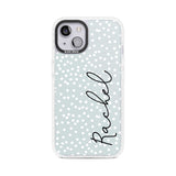 Personalised Vertical Cursive & Dots Custom Phone Case iPhone 15 Plus / Magsafe Impact Case,iPhone 15 / Magsafe Impact Case Blanc Space