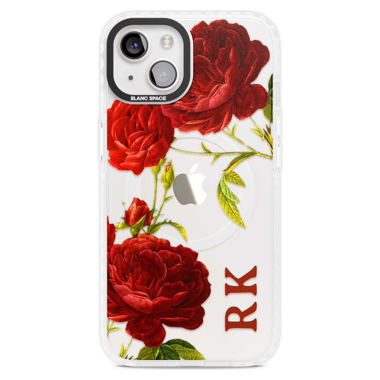 Personalised Clear Vintage Floral Red Roses Custom Phone Case iPhone 15 Plus / Magsafe Impact Case,iPhone 15 / Magsafe Impact Case Blanc Space