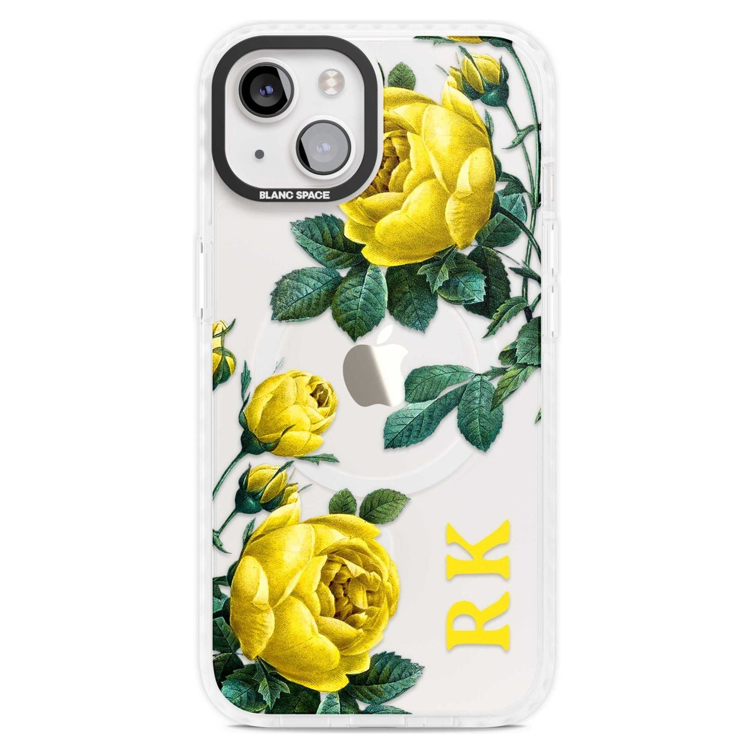 Personalised Clear Vintage Floral Yellow Roses Custom Phone Case iPhone 15 Plus / Magsafe Impact Case,iPhone 15 / Magsafe Impact Case Blanc Space