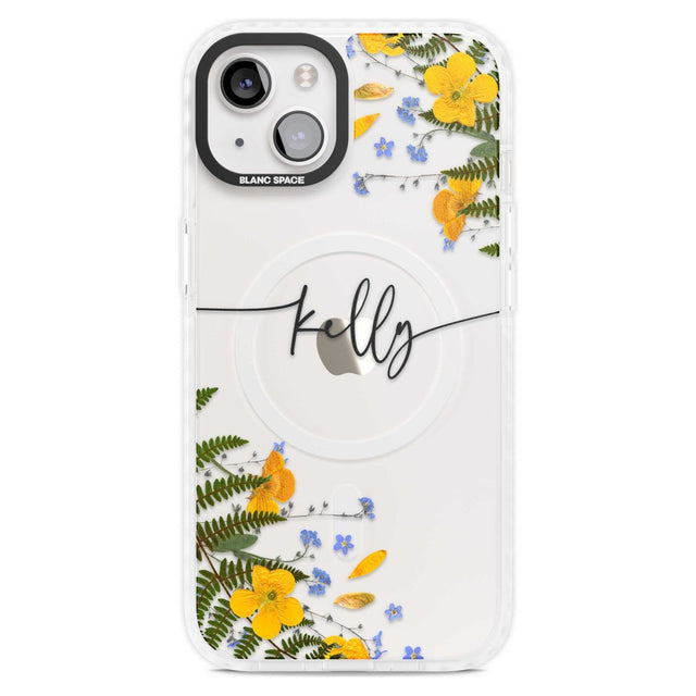 Personalised Ferns & Wildflowers Custom Phone Case iPhone 15 Plus / Magsafe Impact Case,iPhone 15 / Magsafe Impact Case Blanc Space