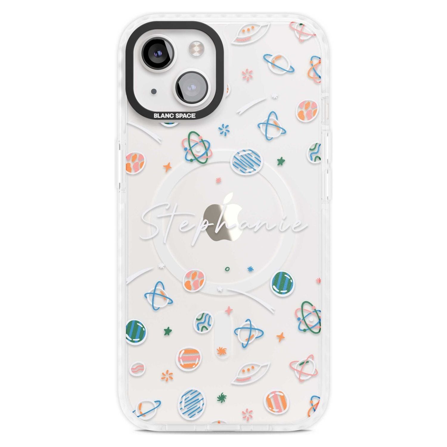 Personalised Space Pattern White Custom Phone Case iPhone 15 Plus / Magsafe Impact Case,iPhone 15 / Magsafe Impact Case Blanc Space